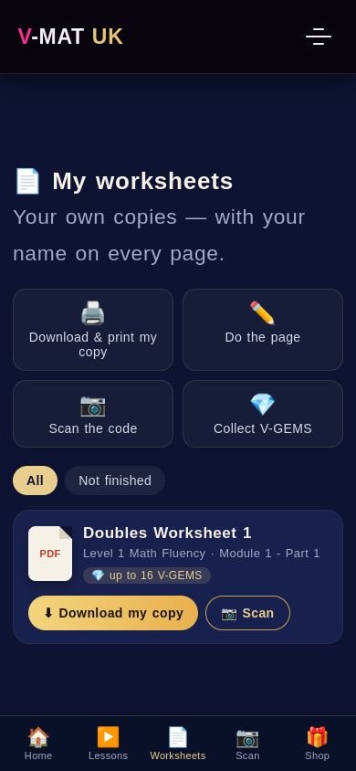 Worksheets on a phone